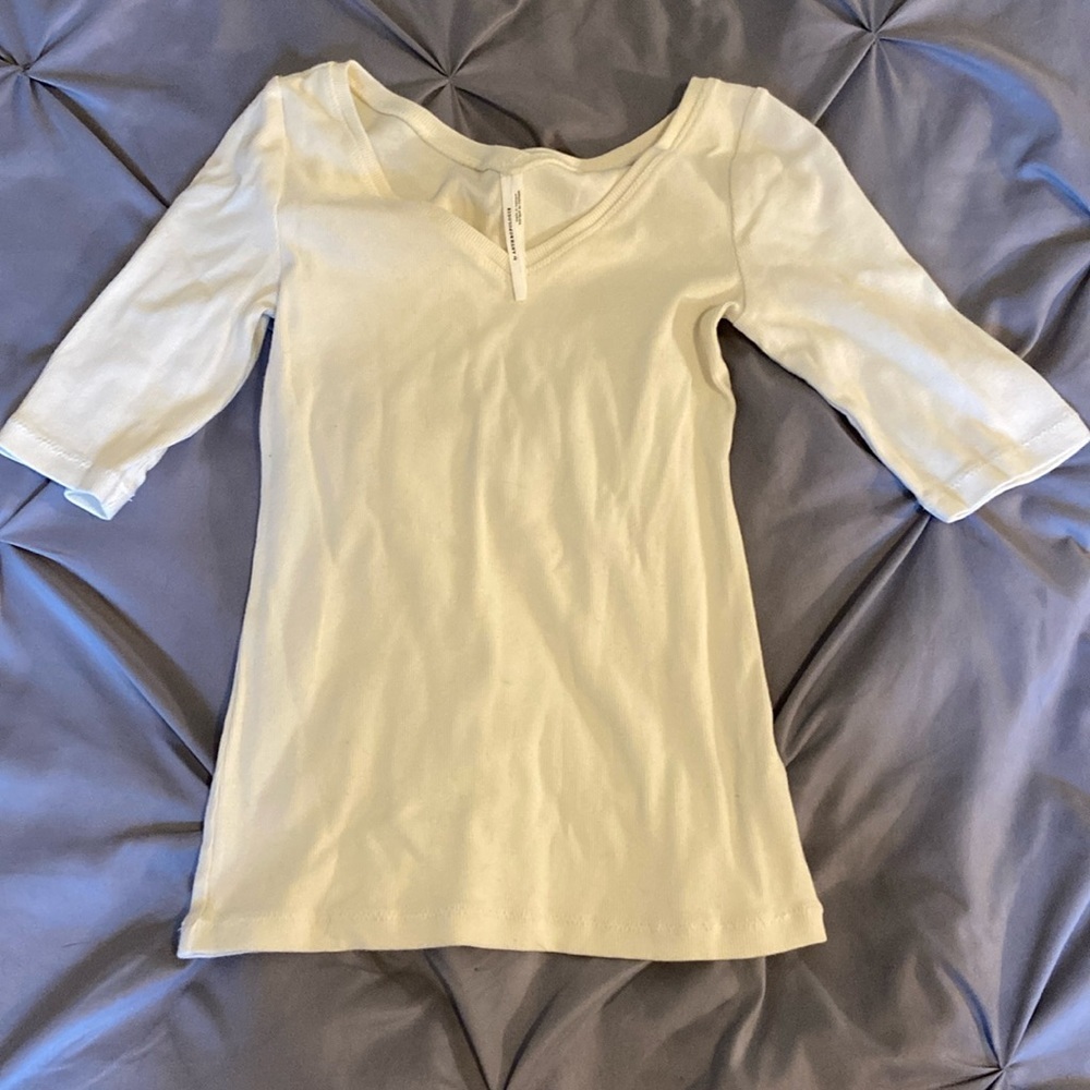 Anthropologie cream 3/4 sleeve top